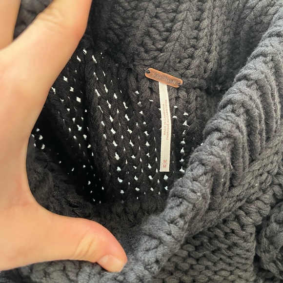 Free People My Only Sunshine Chunky Knit Mock Neck Sweater in Black - Picture 4 of 5